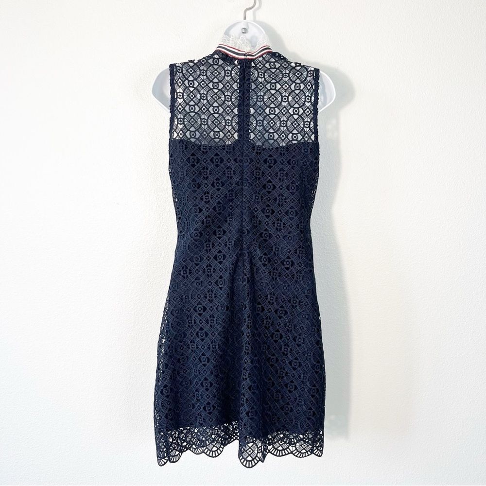Sandro Dovera Navy Lace Eyelet Mini Dress Blue Size 38/6 - Picture 5 of 8